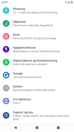 Scroll til og vælg Sikkerhed