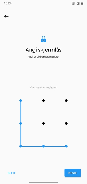 Tegn et opplåsingsmønster og velg NESTE