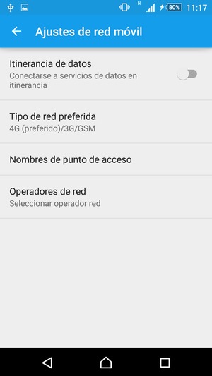 Para cambiar la red en caso de problemas de conectividad, seleccione Operadores de red