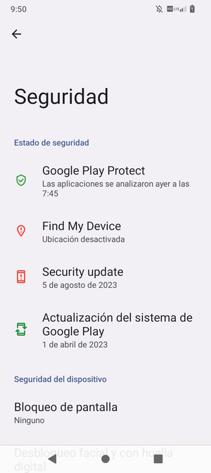 Desplácese y seleccione Bloqueo de pantalla