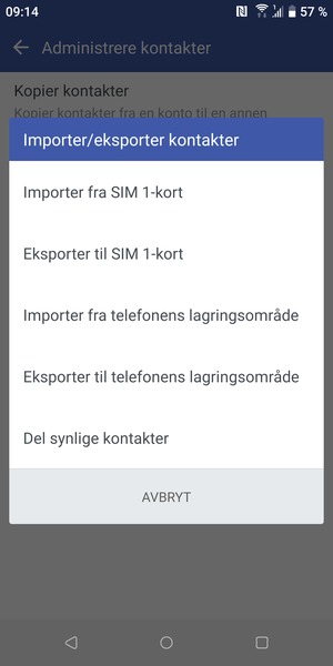 Velg Importer fra SIM-kort