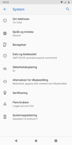 Velg Sikkerhetskopiering