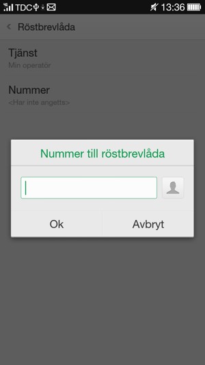 Ange Nummer till röstbrevlåda och välj Ok