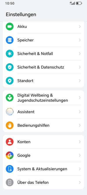 Scrollen Sie und wählen Sie System & Aktualisierungen