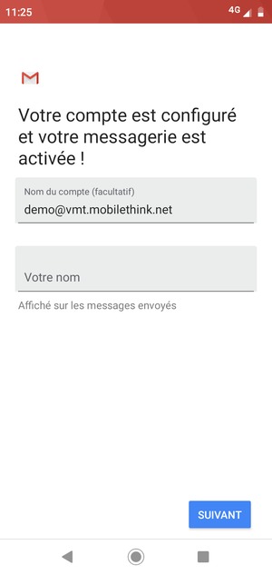 Donnez un nom à votre compte et saisissez votre nom. Sélectionnez SUIVANT