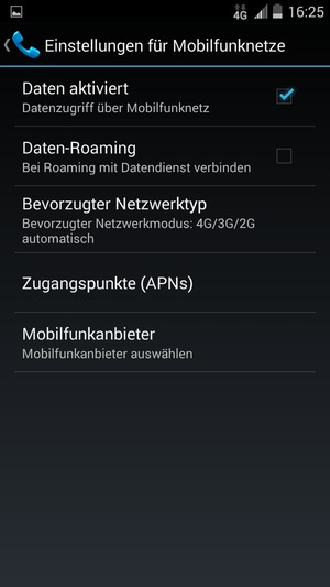 Wählen Sie Bevorzugter Netzwerktyp