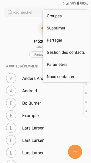Sélectionnez Gestion des contacts