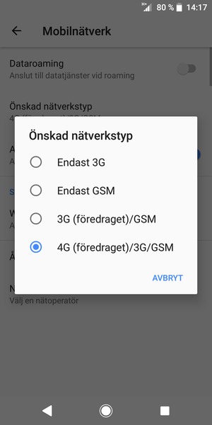 Tryck på ditt föredragna alternativ