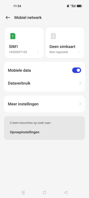 Selecteer SIM1 of SIM2