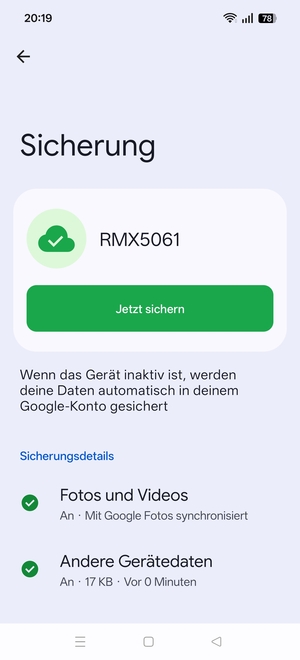 Wählen Sie Jetzt sichern