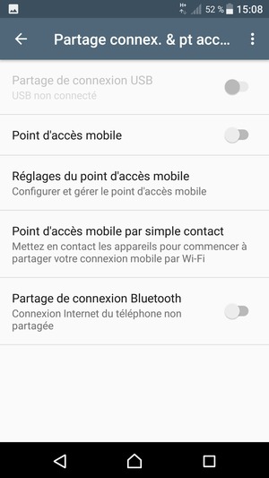 Sélectionnez Réglages du point d'accès mobile