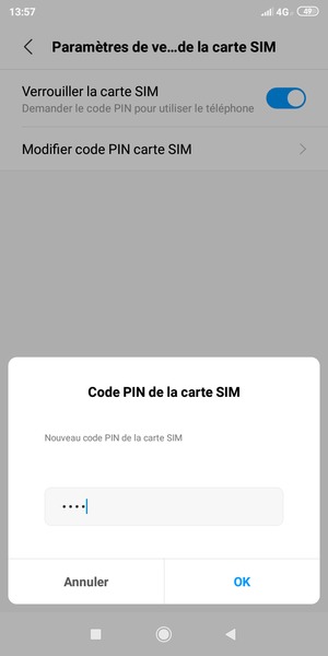 Saisissez votre Nouveau code PIN de la carte SIM et sélectionnez OK
