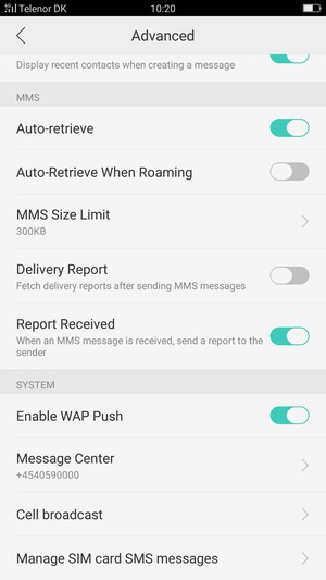 Scroll to and select Message Center