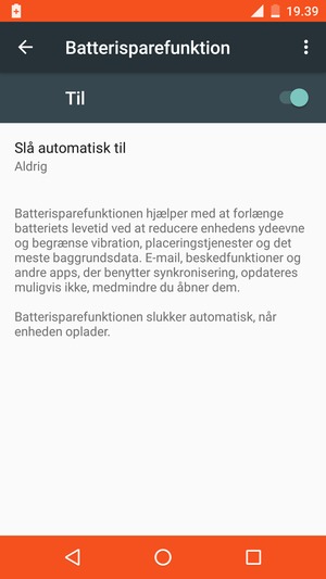Slå Batterisparefunktion til