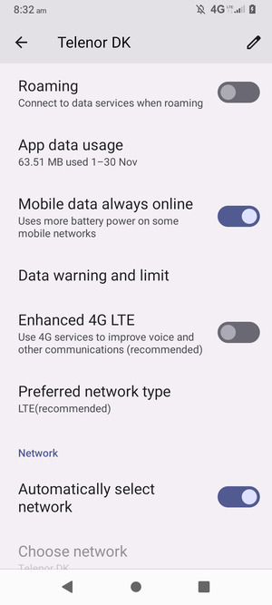 To change network if network problems occur,  turn off Automatically select network