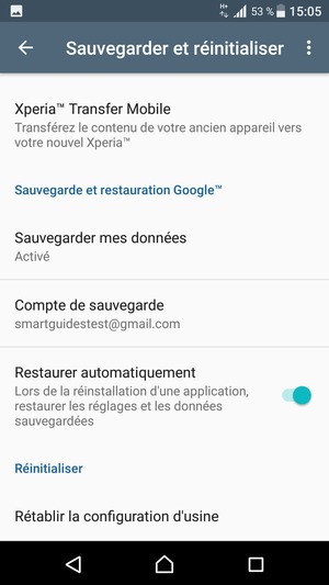Sélectionnez Compte de sauvegarde
