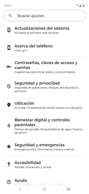 Desplácese y seleccione Ubicación