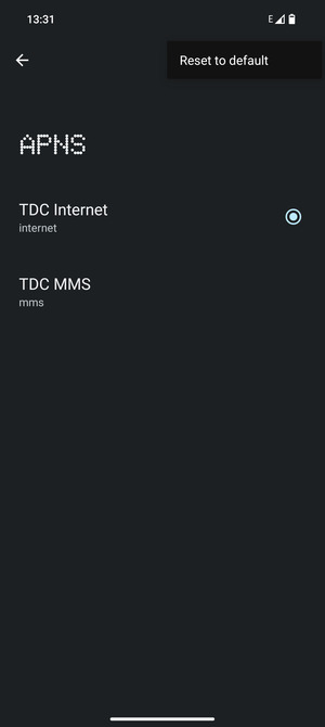 Select Reset to default