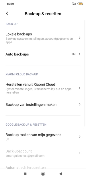Selecteer Back-up maken van mijn gegevens