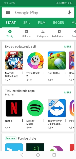 Vælg søgefeltet
