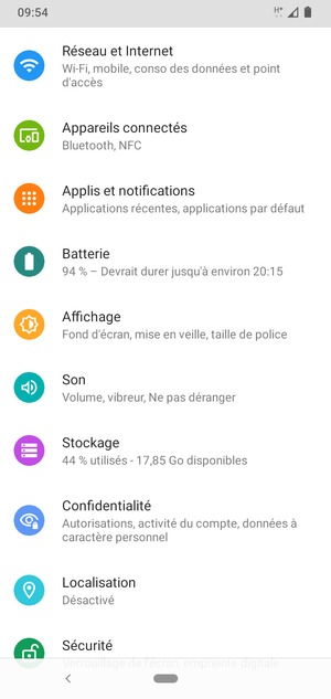 Sélectionnez Réseau et Internet