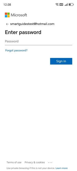 Enter your  Hotmail password and select Sign in