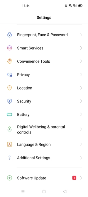 Scroll to and select Security