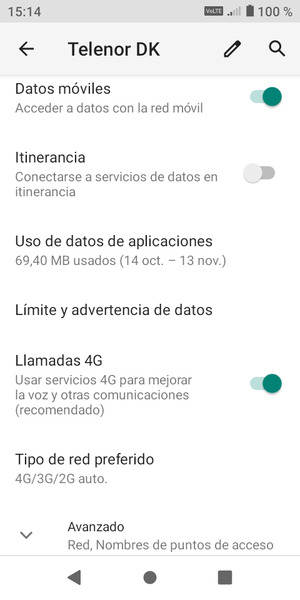 Desplácese y seleccione Tipo de red preferido