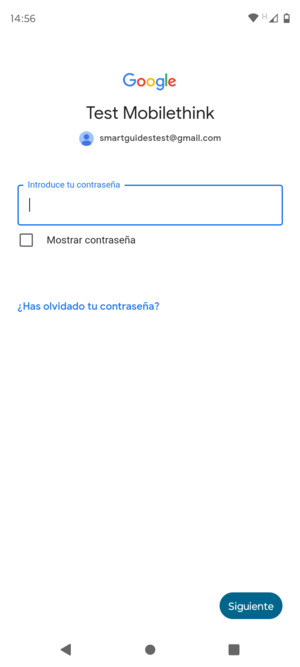 Introduzca su contraseña y seleccione Siguiente