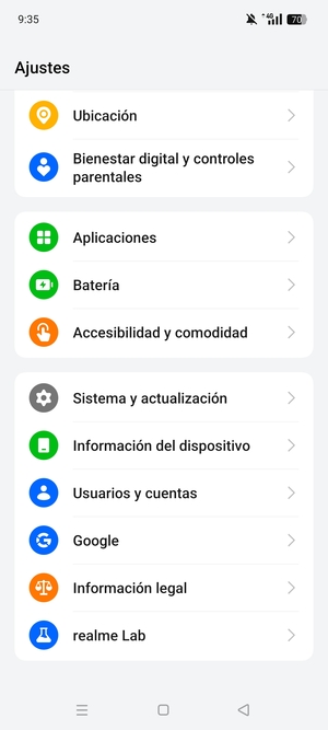 Desplácese y seleccione Sistema y actualización