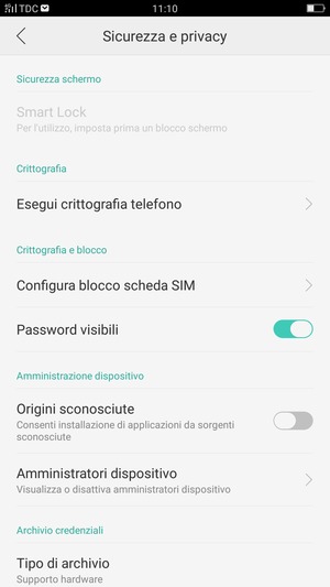 Seleziona Configura blocco scheda SIM