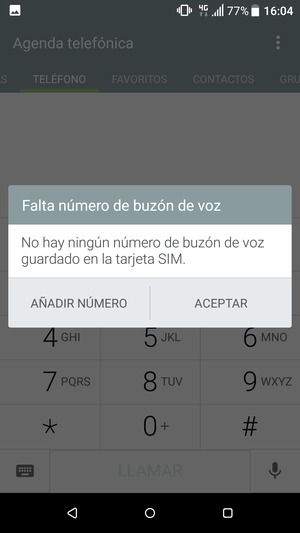 Si el correo de voz no está configurado, seleccione AÑADIR NÚMERO