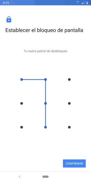 Dibuje de nuevo el patrón de desbloqueo y seleccione CONFIRMAR