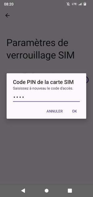 Veuillez confirmer votre nouveau code PIN de la carte SIM et sélectionner OK