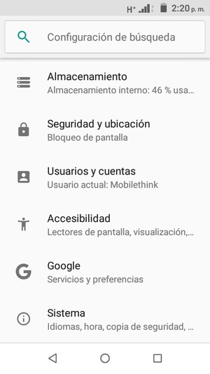 Desplácese y seleccione Sistema
