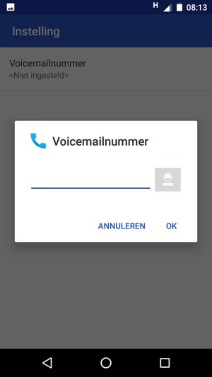 Voer het Voicemailnummer in en selecteer OK
