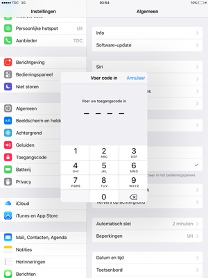 Voer uw wachtwoordcode in voor de iPad vergrendeling indien deze al geactiveerd is op uw iPad