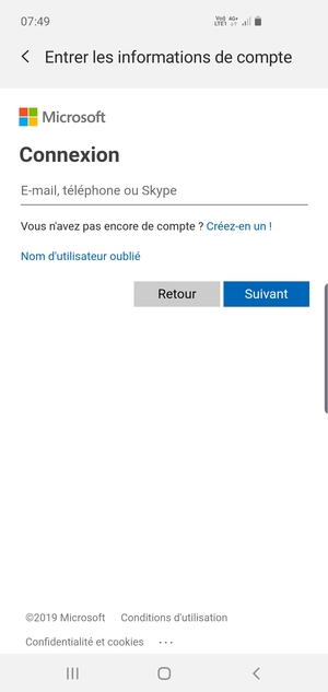 Saisissez votre adresse Hotmail et sélectionnez Suivant