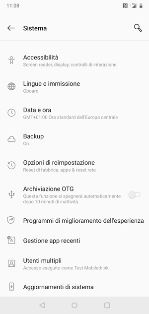 Seleziona Aggiornamenti di sistema