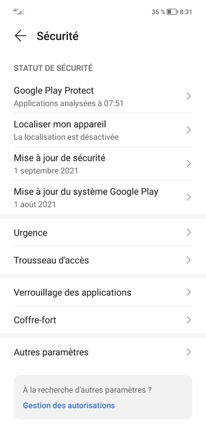 Sélectionnez Autres paramètres