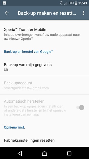 Scroll naar en selecteer Back-up van mijn gegevens