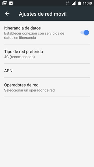 Activar o desactivar Itinerancia de datos