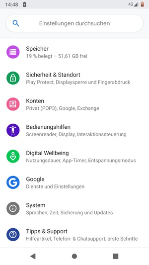 Scrollen Sie und wählen Sie Sicherheit & Standort