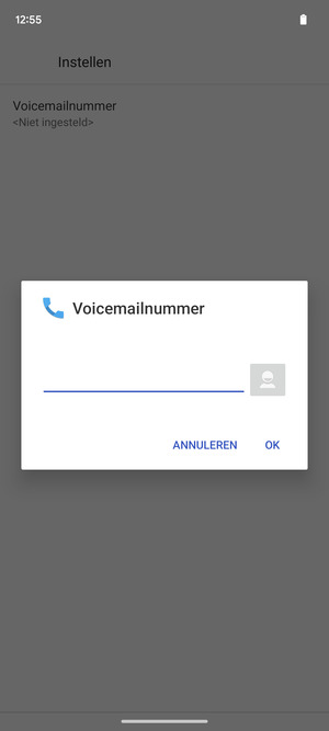 Voer het Voicemailnummer in en selecteer OK