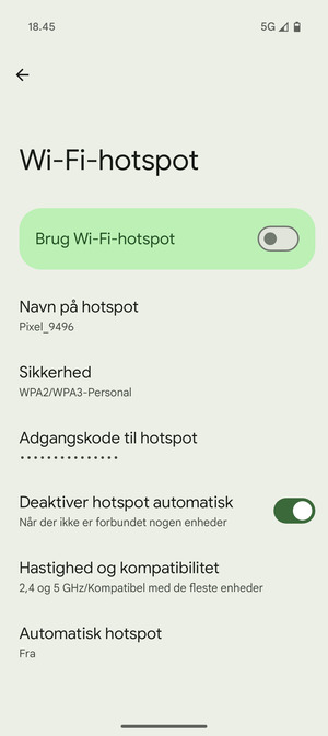 Vælg Adgangskode til hotspot