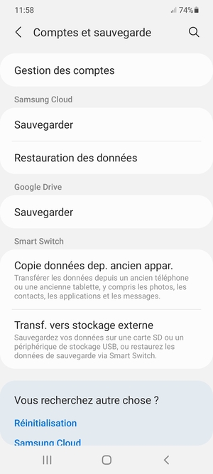 Sélectionnez Gestion des comptes