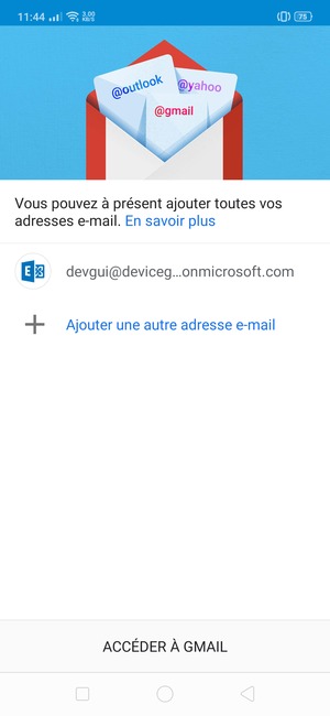 Sélectionnez ACCÉDER  À GMAIL