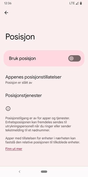 Slå av Bruk posisjon