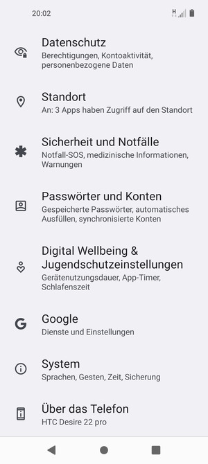 Scrollen Sie und wählen Sie System