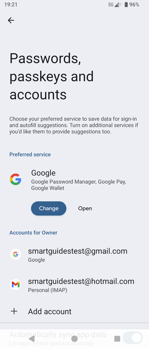 Select your Google account